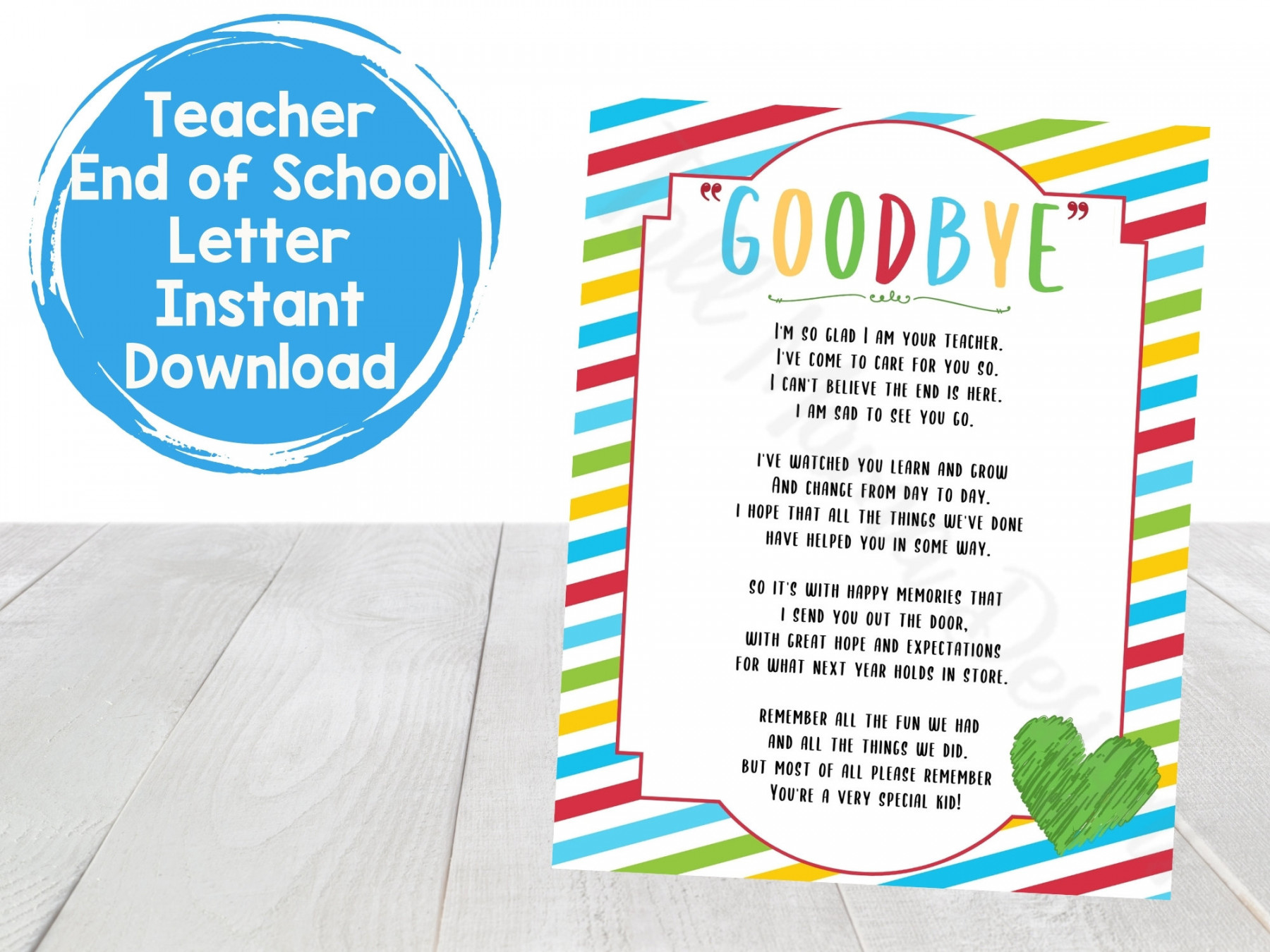 Teacher End of School Letter Printable, Letter to Students