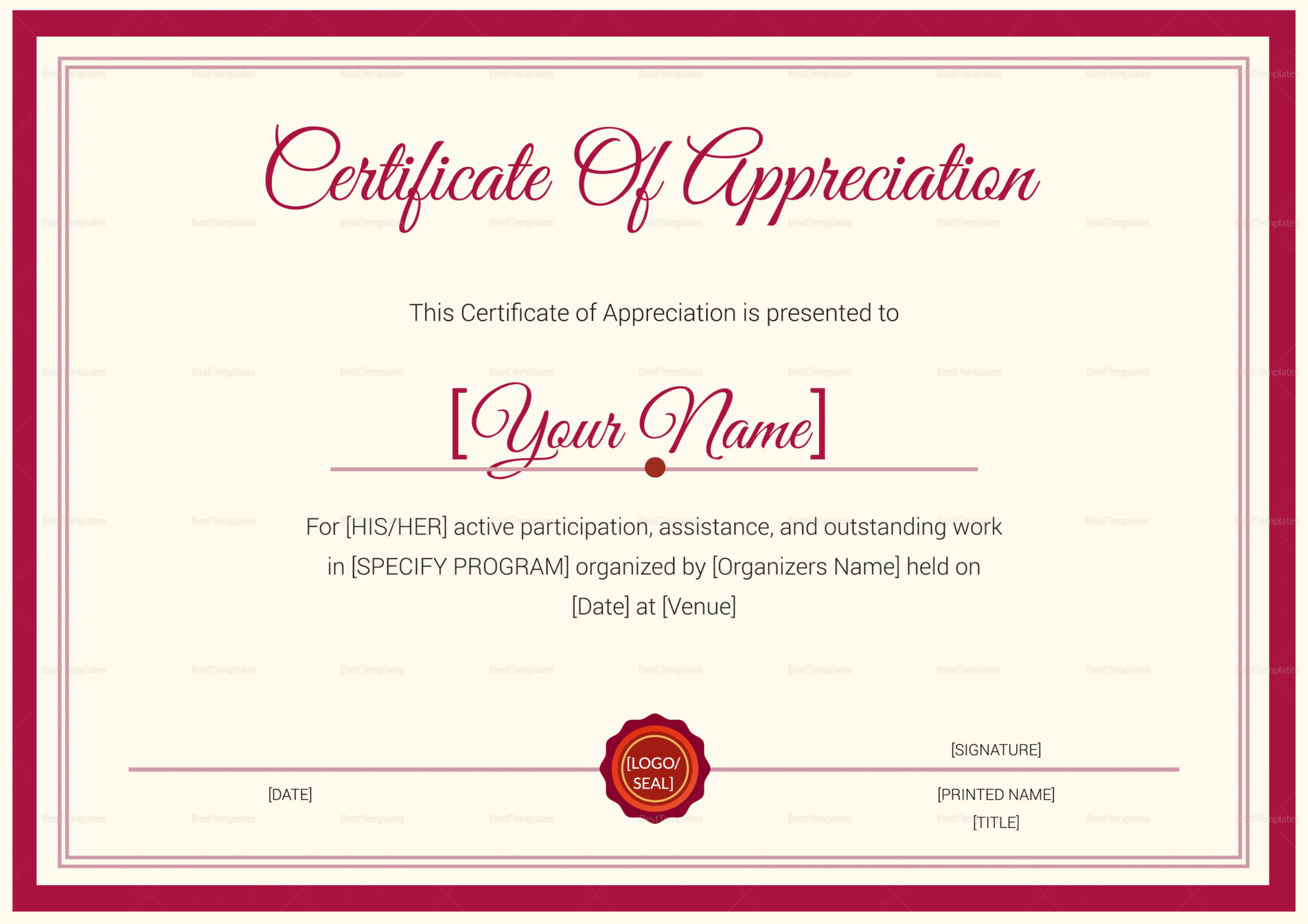 Thank You Certificate Template