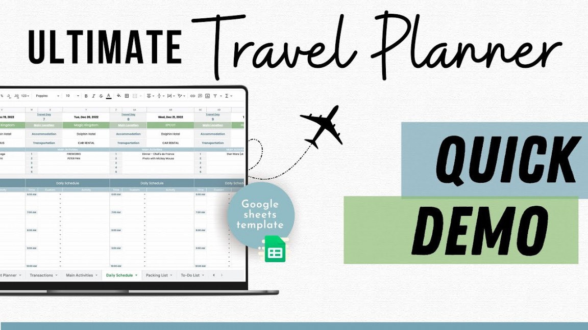 Travel Planner Google Sheets - Vacation Budget, Expense Tracker, Trip  Schedule, Packing List