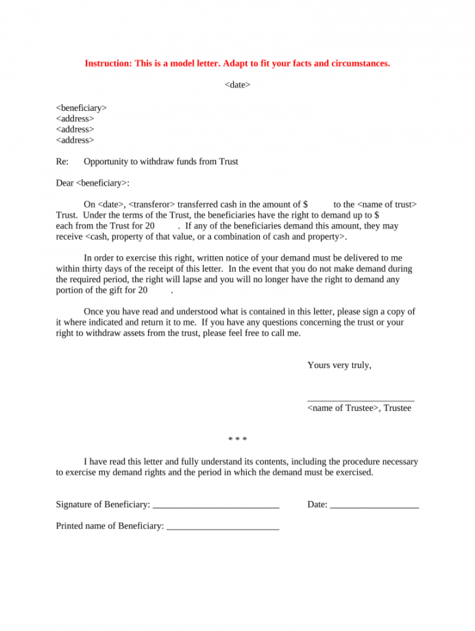 trust distribution letter sample Doc Template  pdfFiller