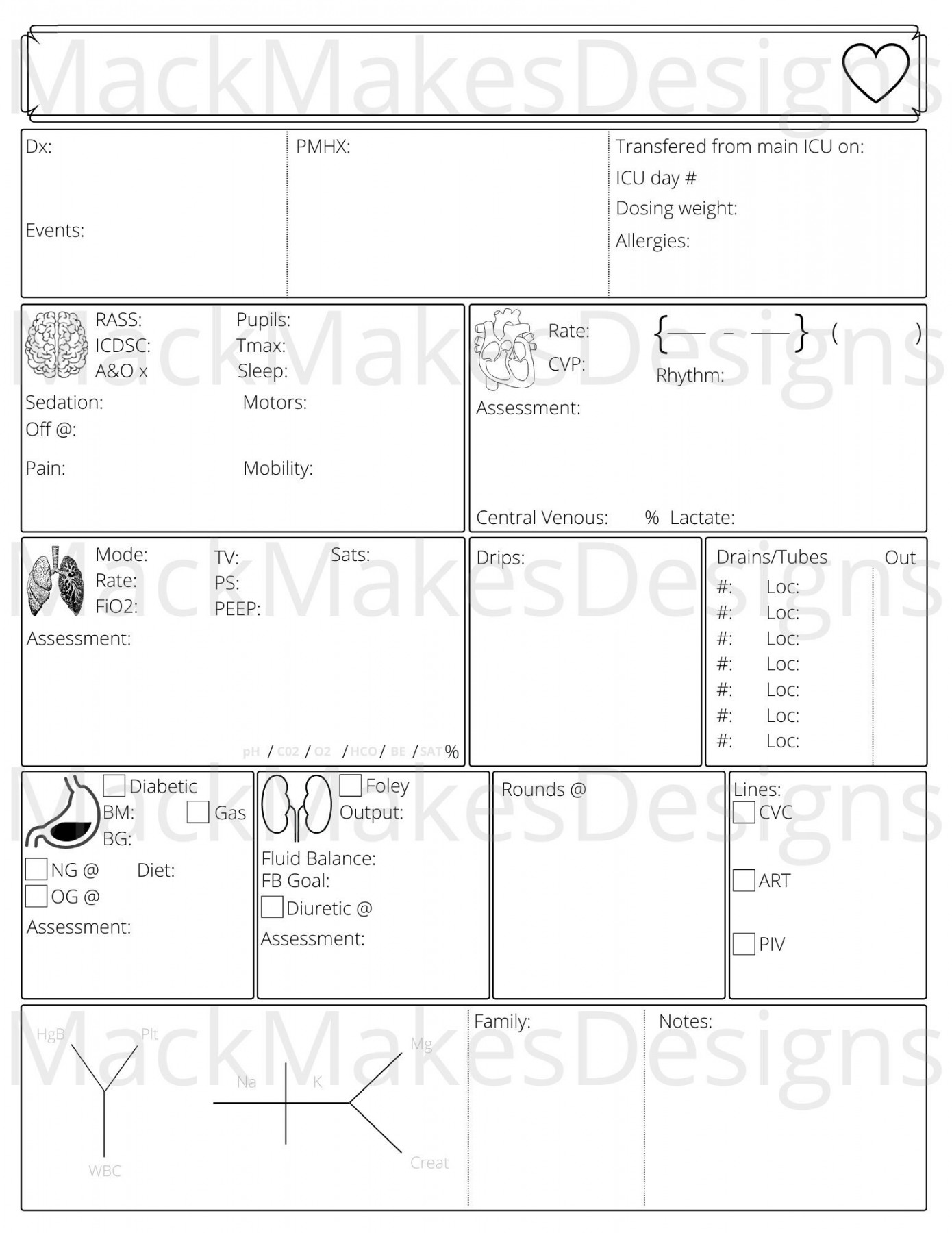 UPDATED ICU Systems Report Sheet -hour Shift Planner - Etsy UK