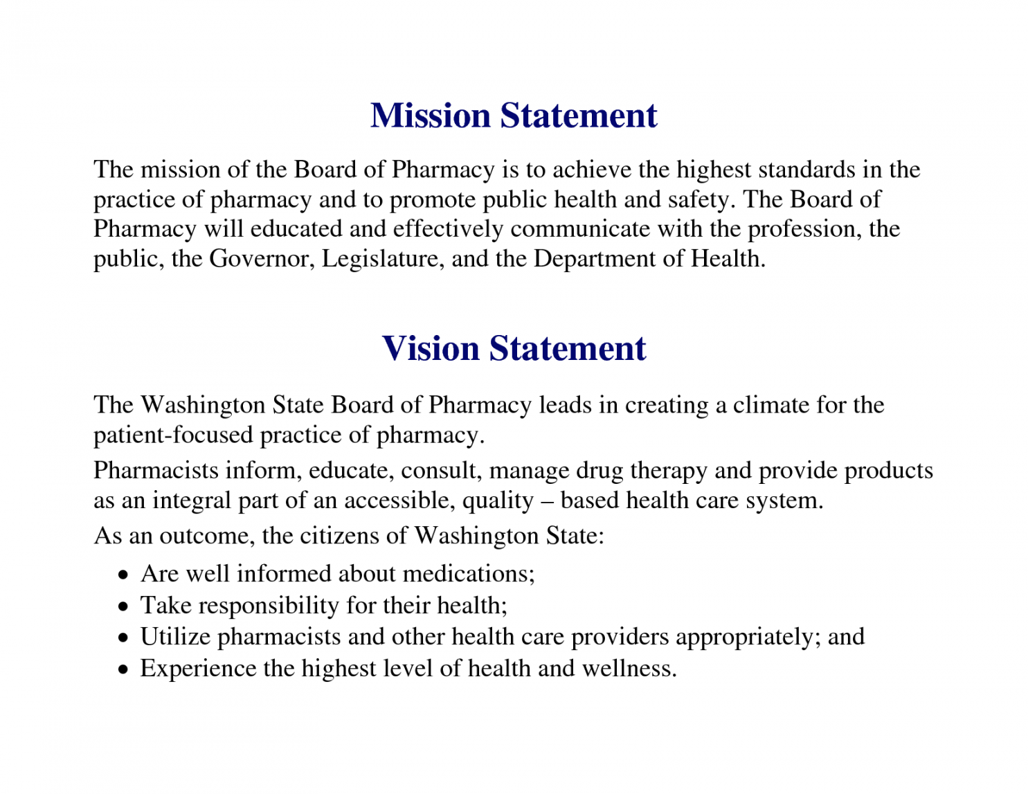 Vision Statement Examples For Business  Mission statement