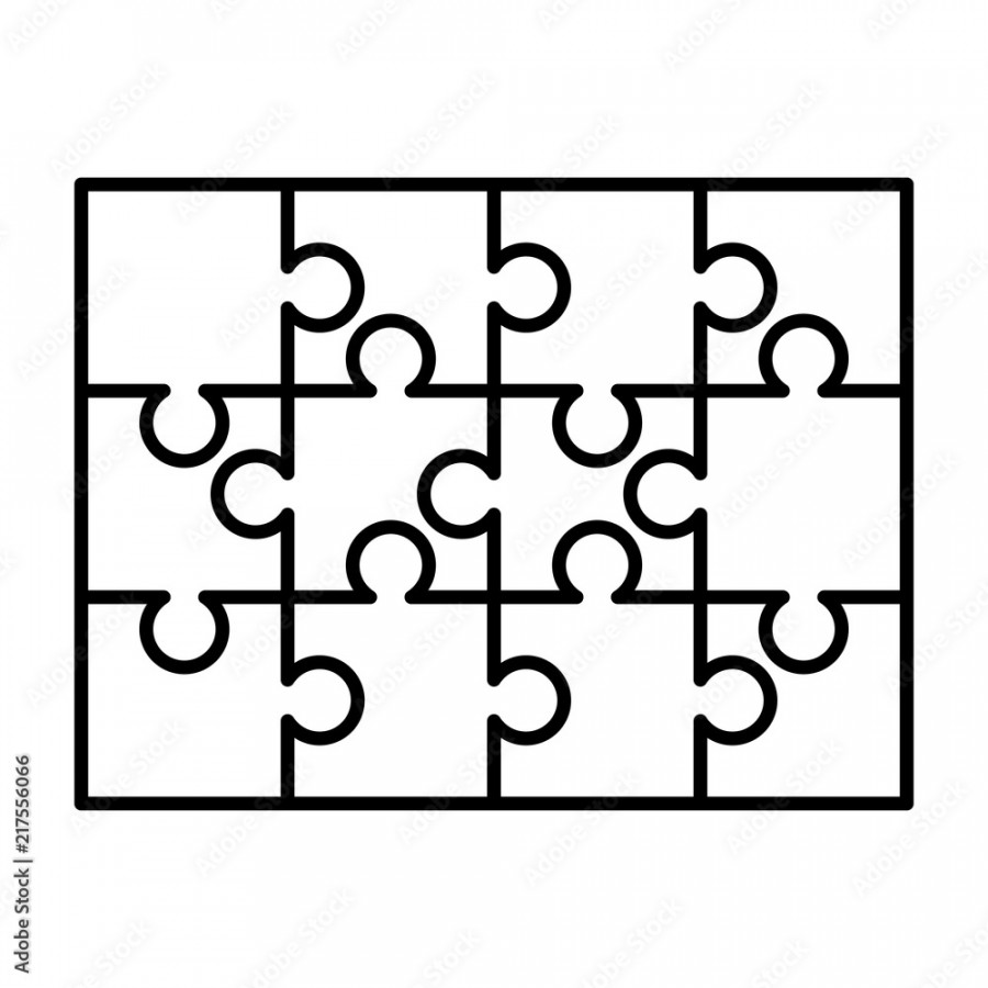 white puzzles pieces arranged in a rectangle shape