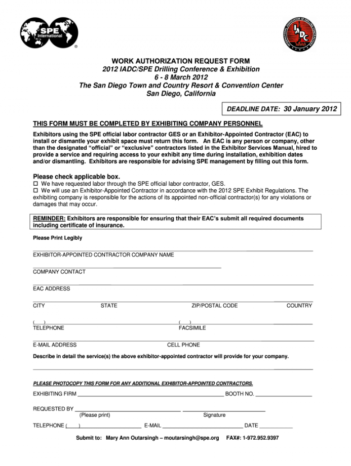 Work authorization form: Fill out & sign online  DocHub