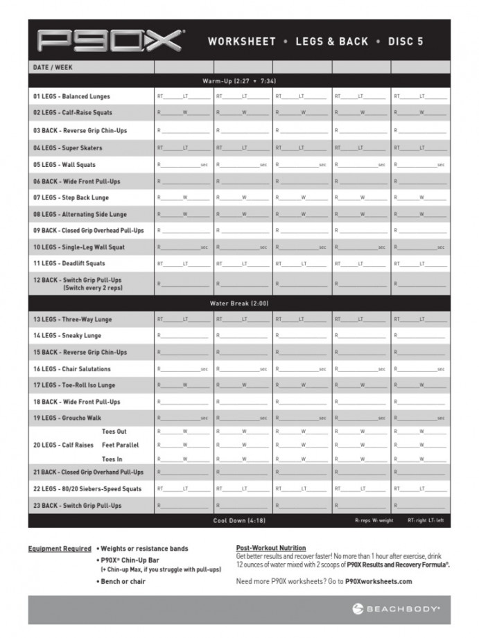 Worksheet Legs & Back Disc : Date / Week  PDF