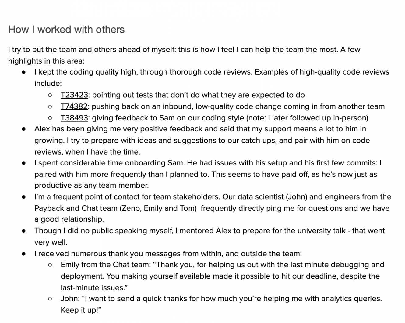 Writing a Performance Self Review for Software Engineers - With an