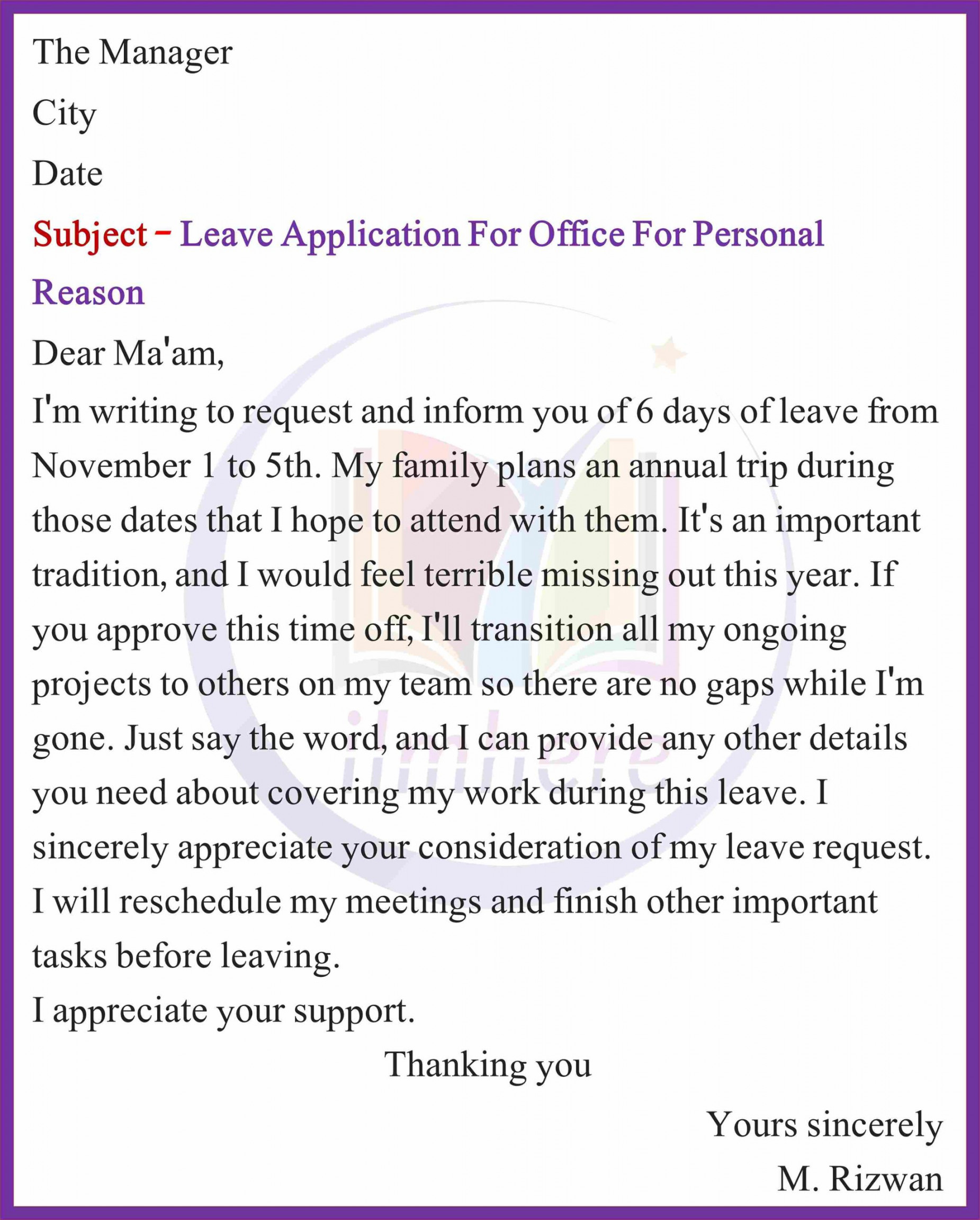 + Brilliant Leave Application For Office ()