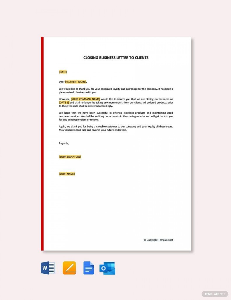 Business Closing Letter - Download in Word, Google Docs, PDF