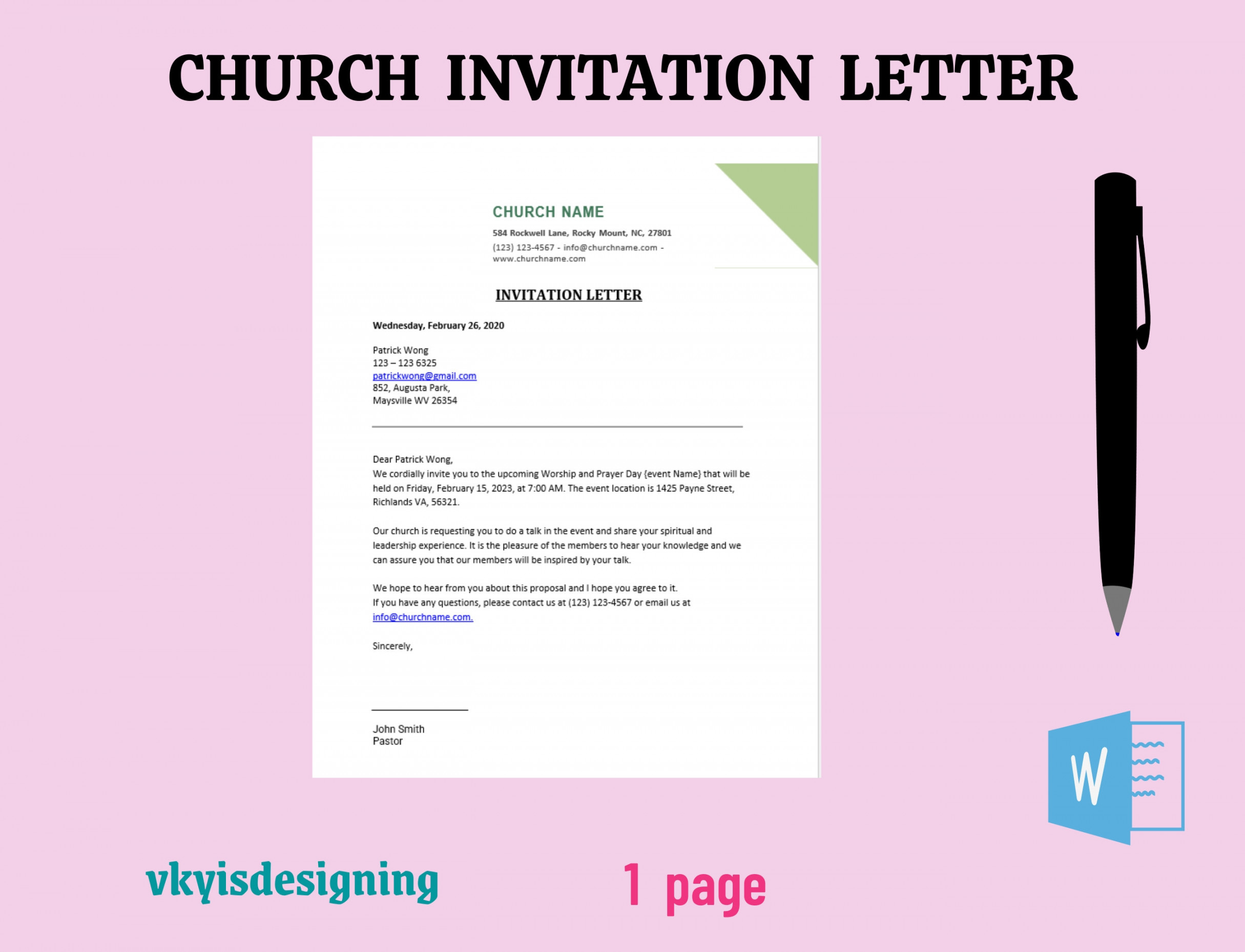 Church Invitation Letter Church Letter New to Church Attending