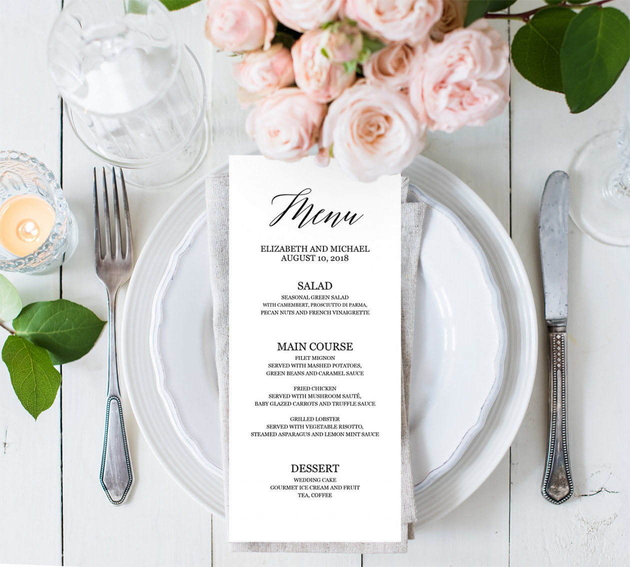 Dinner party menu template Editable PDF Wedding buffet menu - Etsy