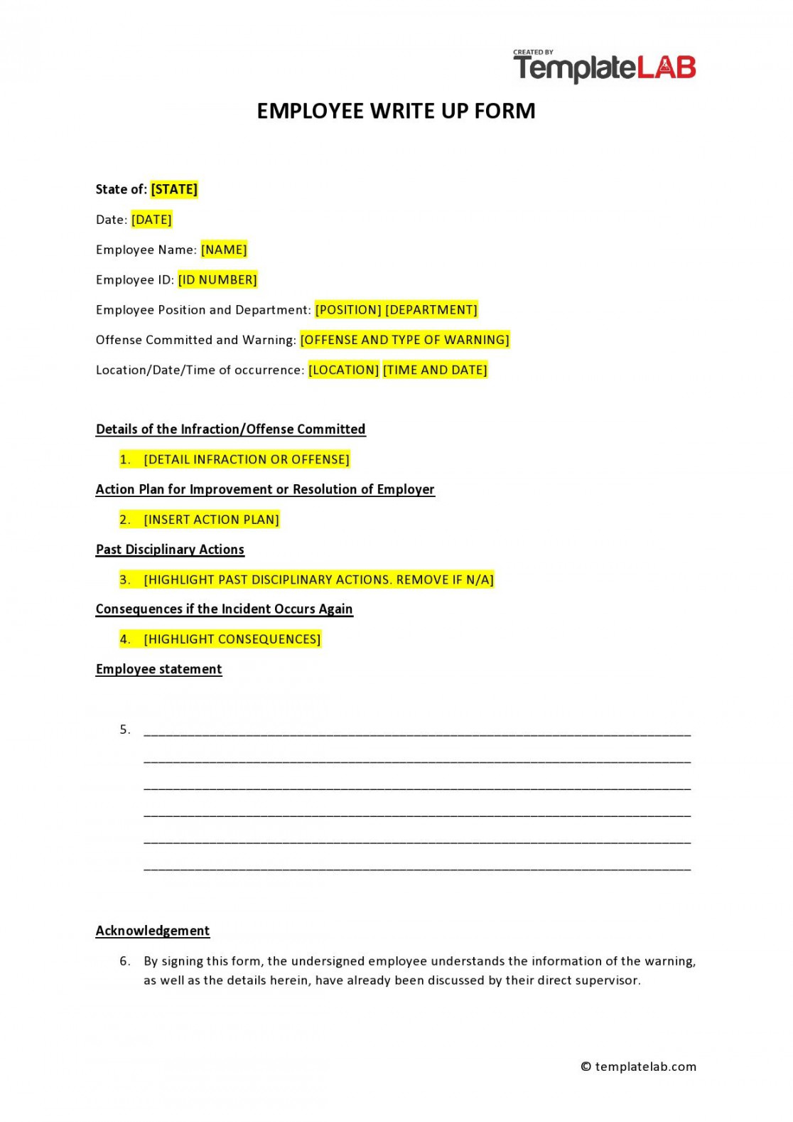 Effective Employee Write Up Forms [Disciplinary Action Forms]