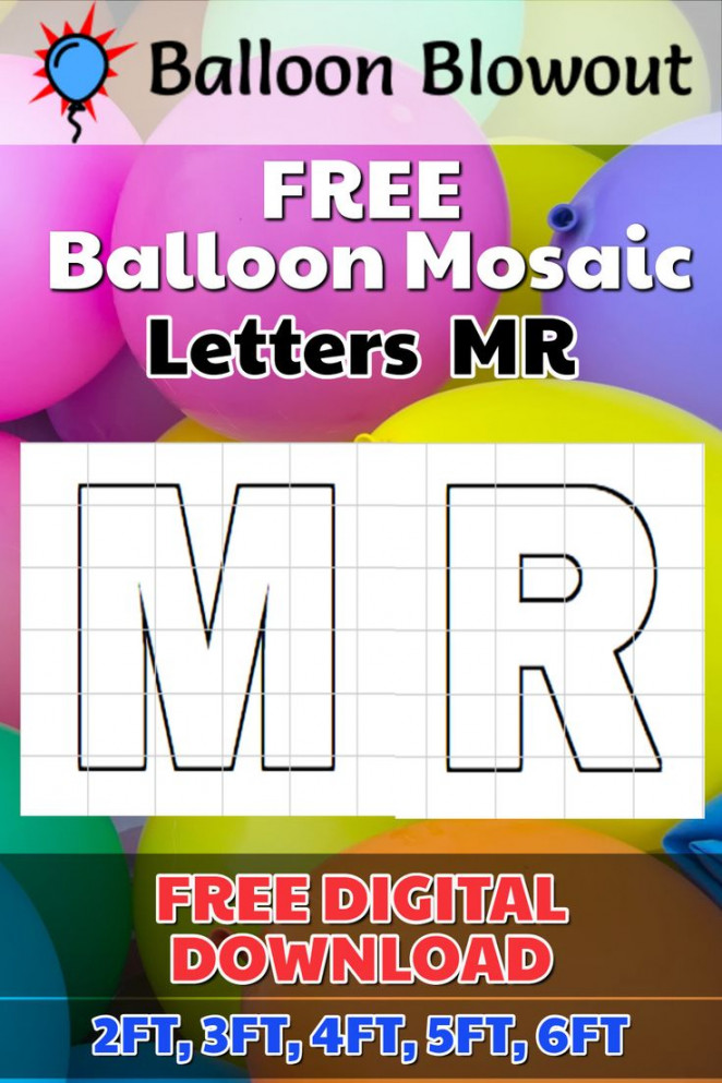 FREE Balloon Mosaic Letters MR Template Frame Kit PDF Large