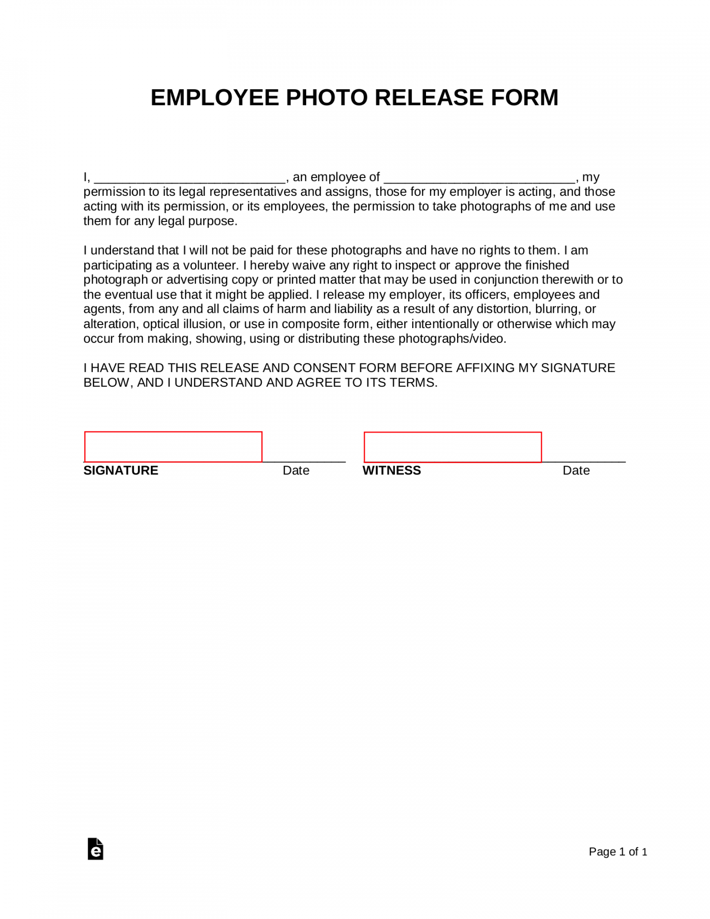 Free Employee Photo Release Form - PDF  Word – eForms