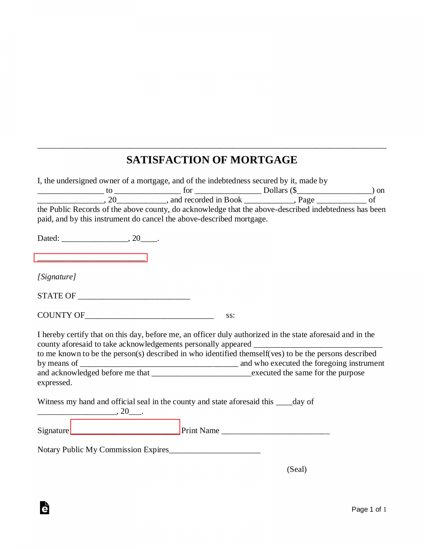 Free Mortgage Lien Release (Satisfaction of Mortgage) Form - PDF