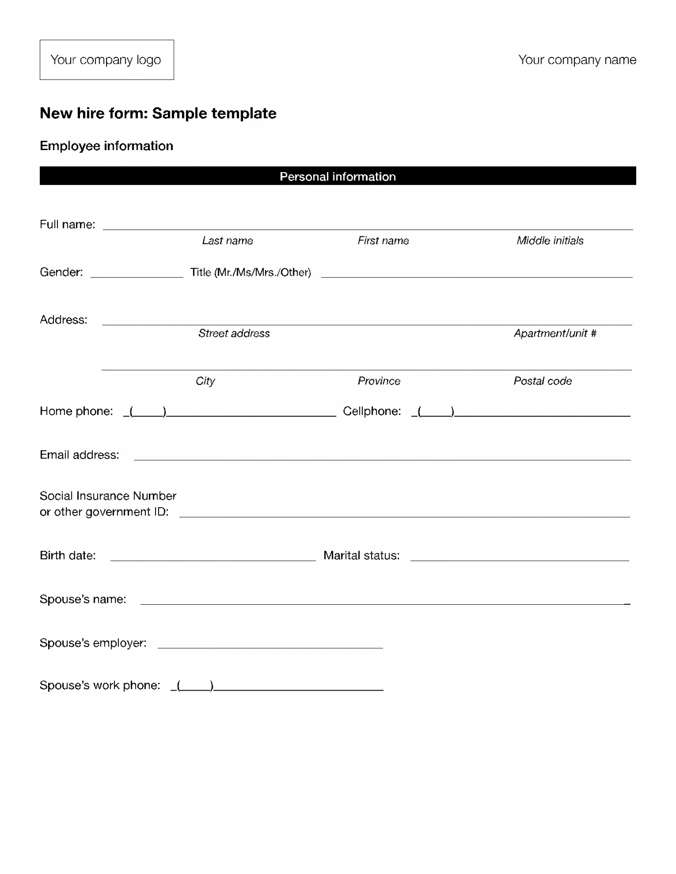 Free New Hire/Employee Forms   PDF  CocoSign