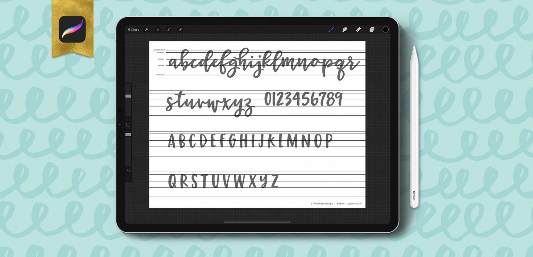 Free Procreate Lettering Guides (and how to use them!) - Every-Tuesday