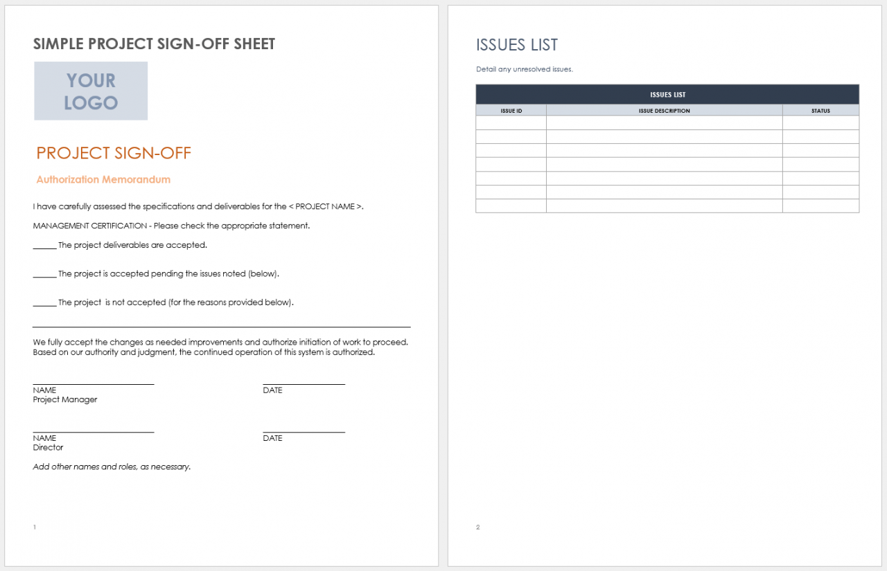 Free Project Sign-Off Templates  Smartsheet