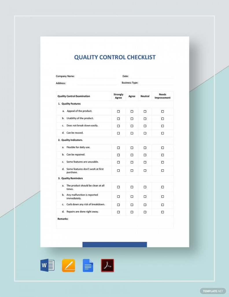 FREE Quality Checklist Template - Download in Word, Google Docs