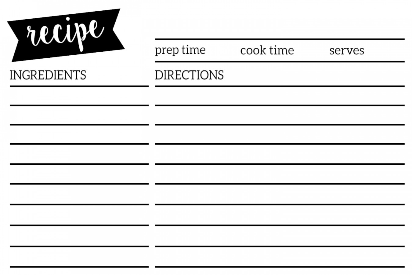 Free Recipe Card Template Printable - Paper Trail Design