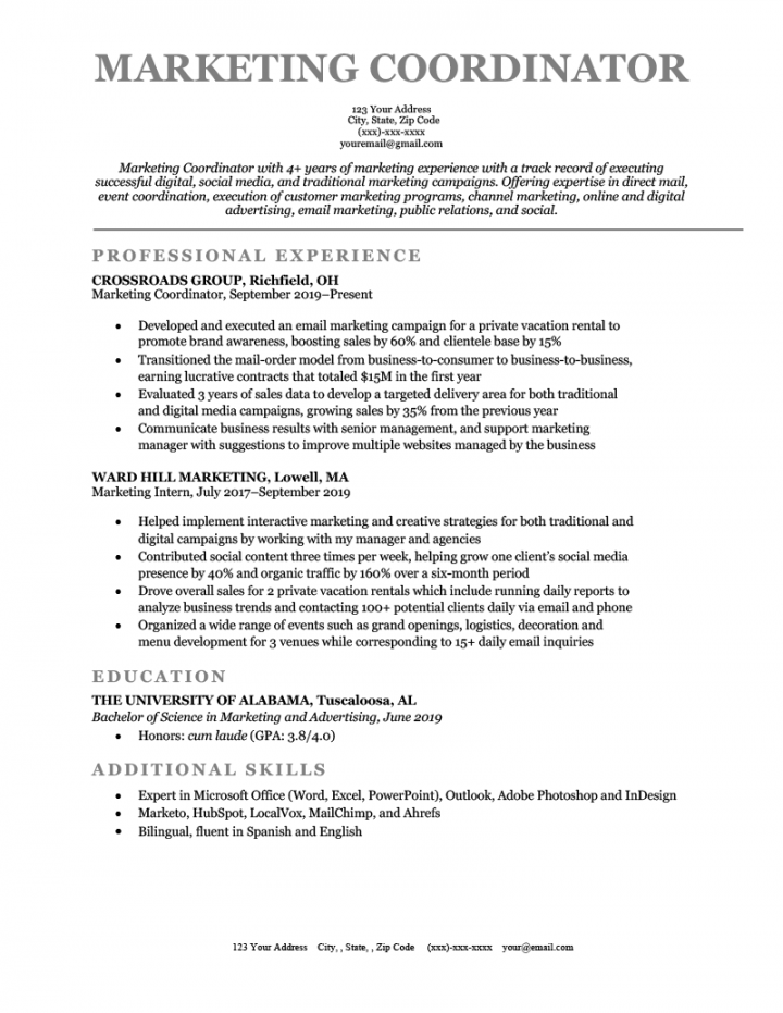 Marketing Coordinator Resume (Example & Tips)