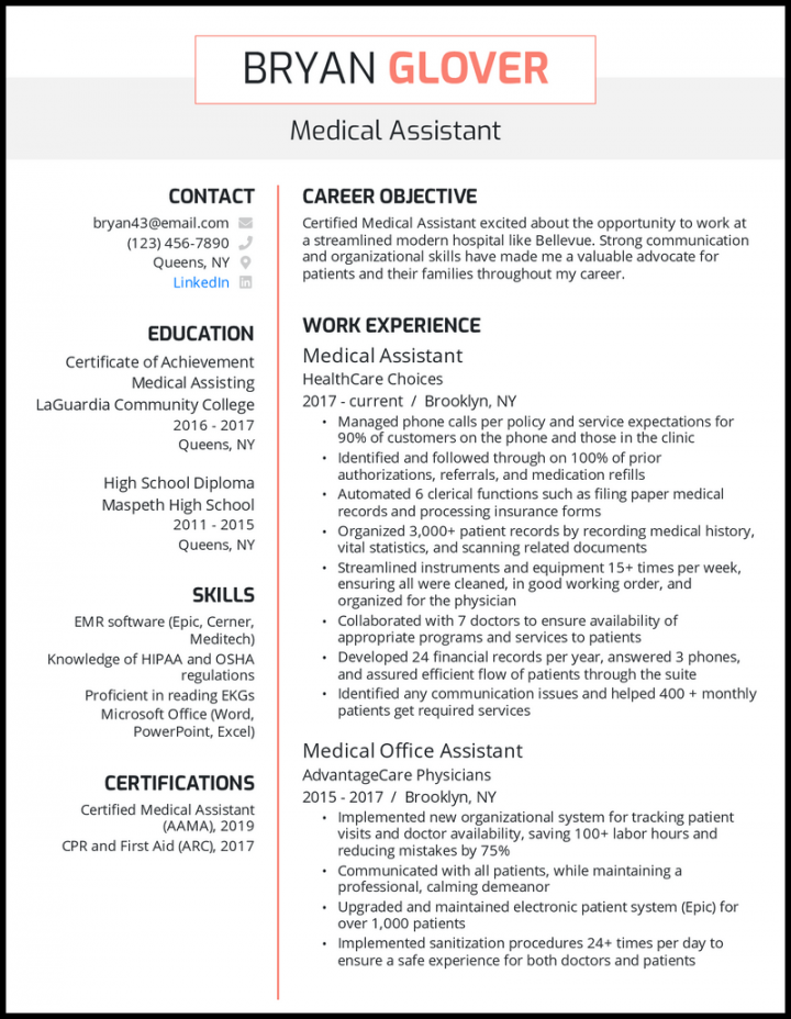 Medical Assistant Resume Samples for