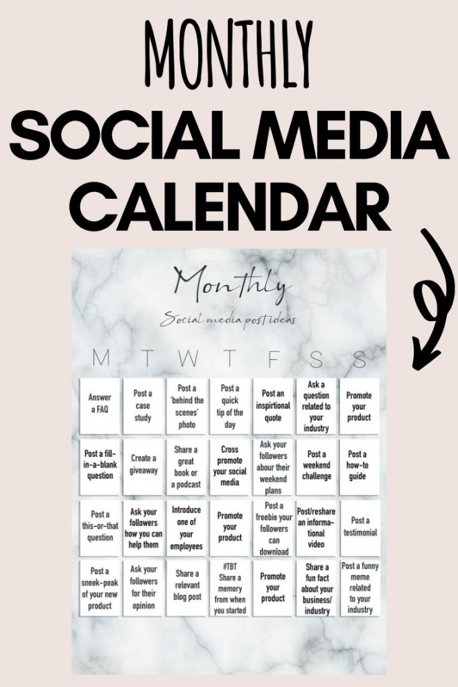 Monthly Social Media Calendar 🗓  Social media calendar, Social