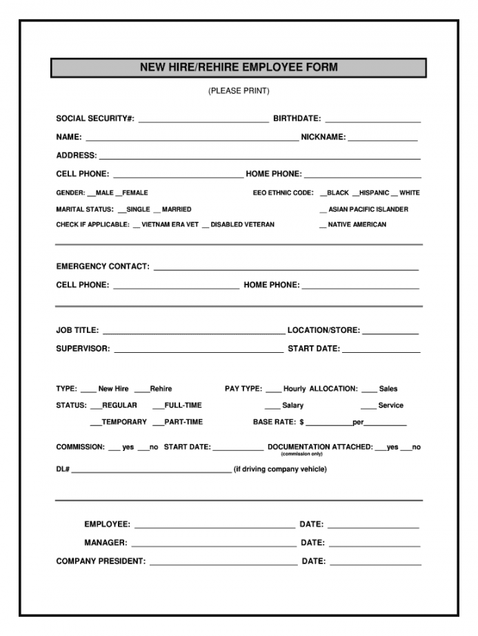 New Employee Forms - Fill Online, Printable, Fillable, Blank