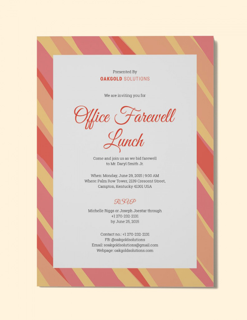 Office Farewell Lunch Invitation Template - Download in Word