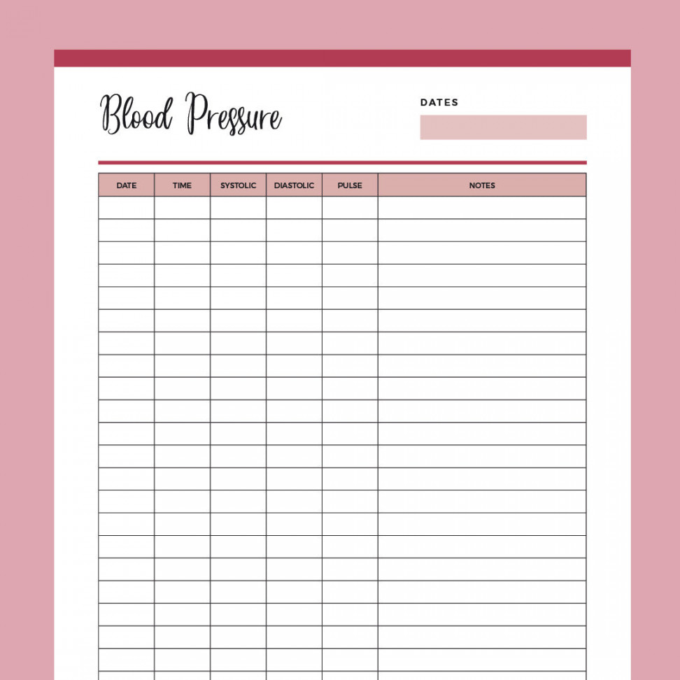 Printable Blood Pressure Chart  FREE Download  US Letter & A