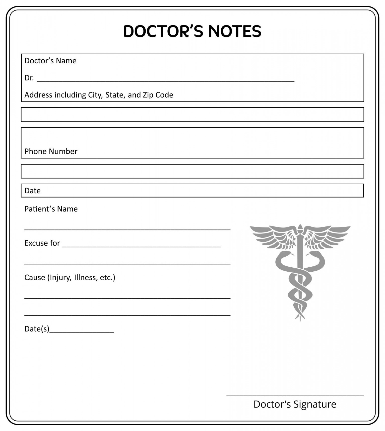 Printable Doctors Note Template For School  Doctors note template