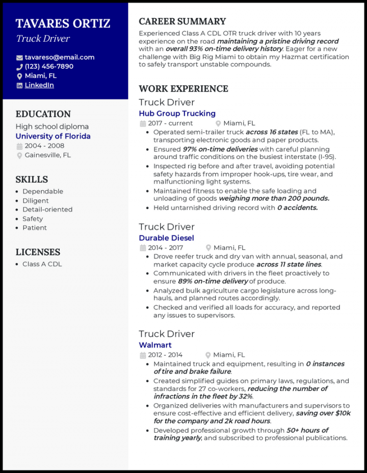 Real Truck Driver Resume Examples That Worked in