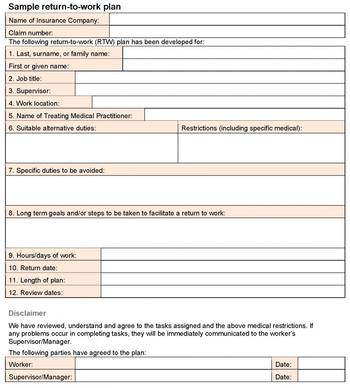 Return to work plans (RTWP)  NT WorkSafe