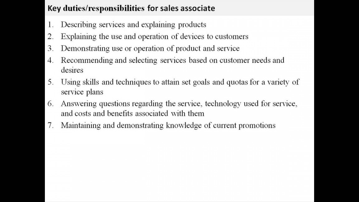 Sales associate job description