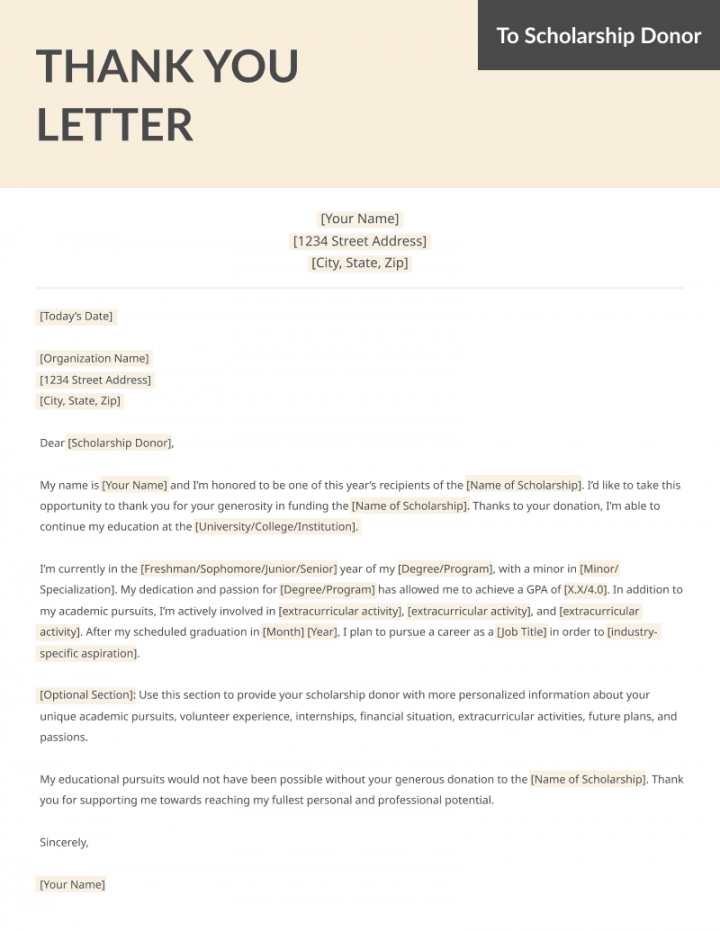 Scholarship Thank You Letter - Template, Examples, & Tips