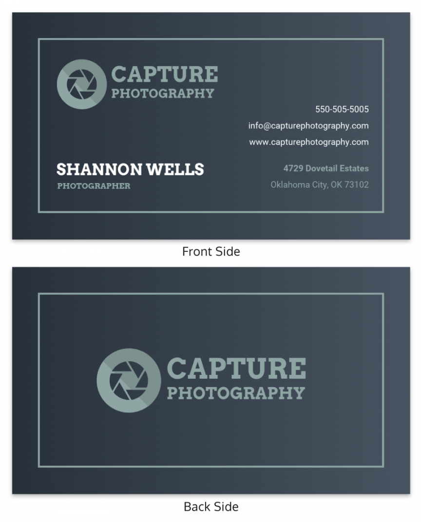 Simple Dark Photography Business Card Template - Venngage