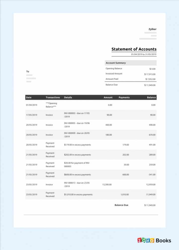 What is a Statement of Accounts?  Statement of account sample