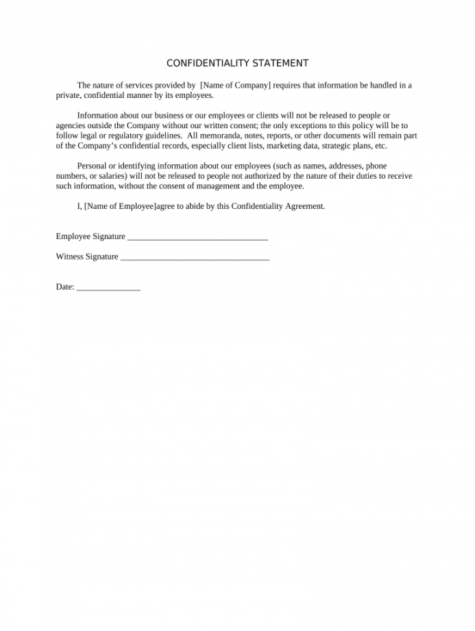 Confidentiality Statement: Pre-built template  signNow