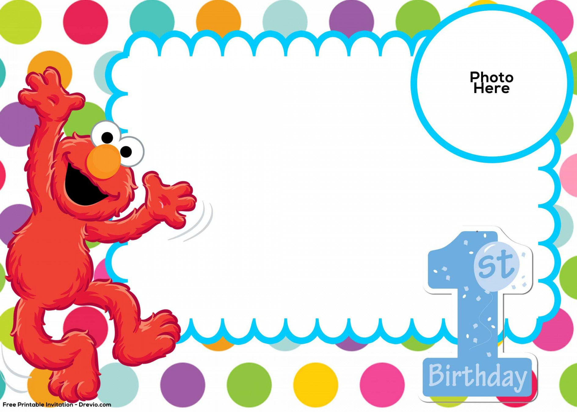 Free Sesame Street st Birthday Invitation Template  Elmo