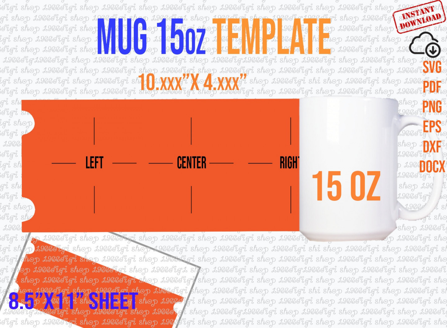 Mug oz Template,  Oz Mug Template for Sublimation Full Wrap