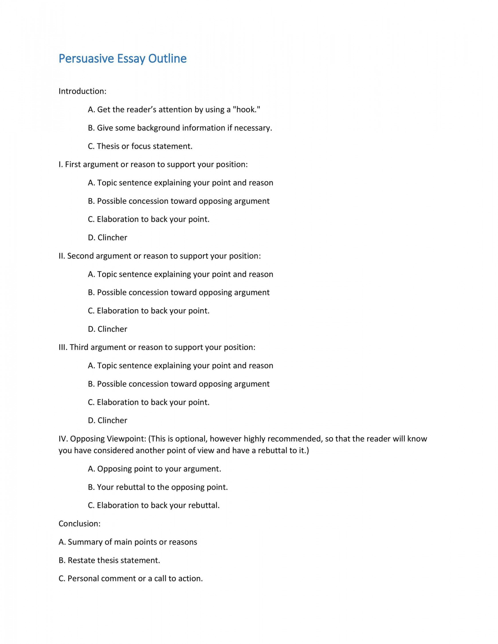 Outstanding Essay Outline Templates (Argumentative, Narrative