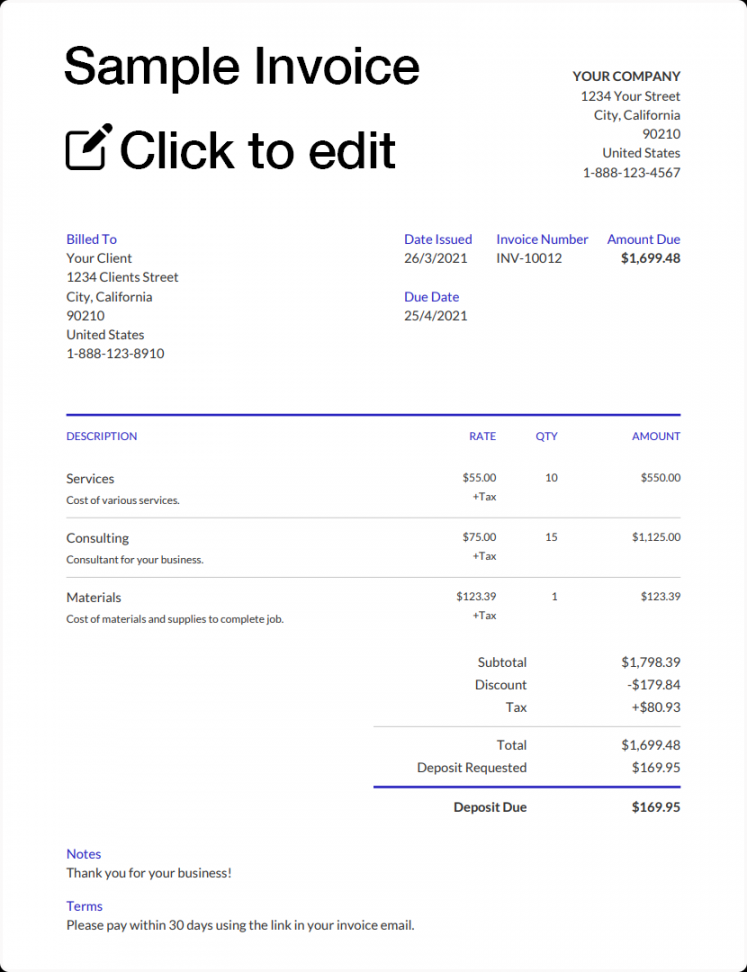 Sample Invoice Template