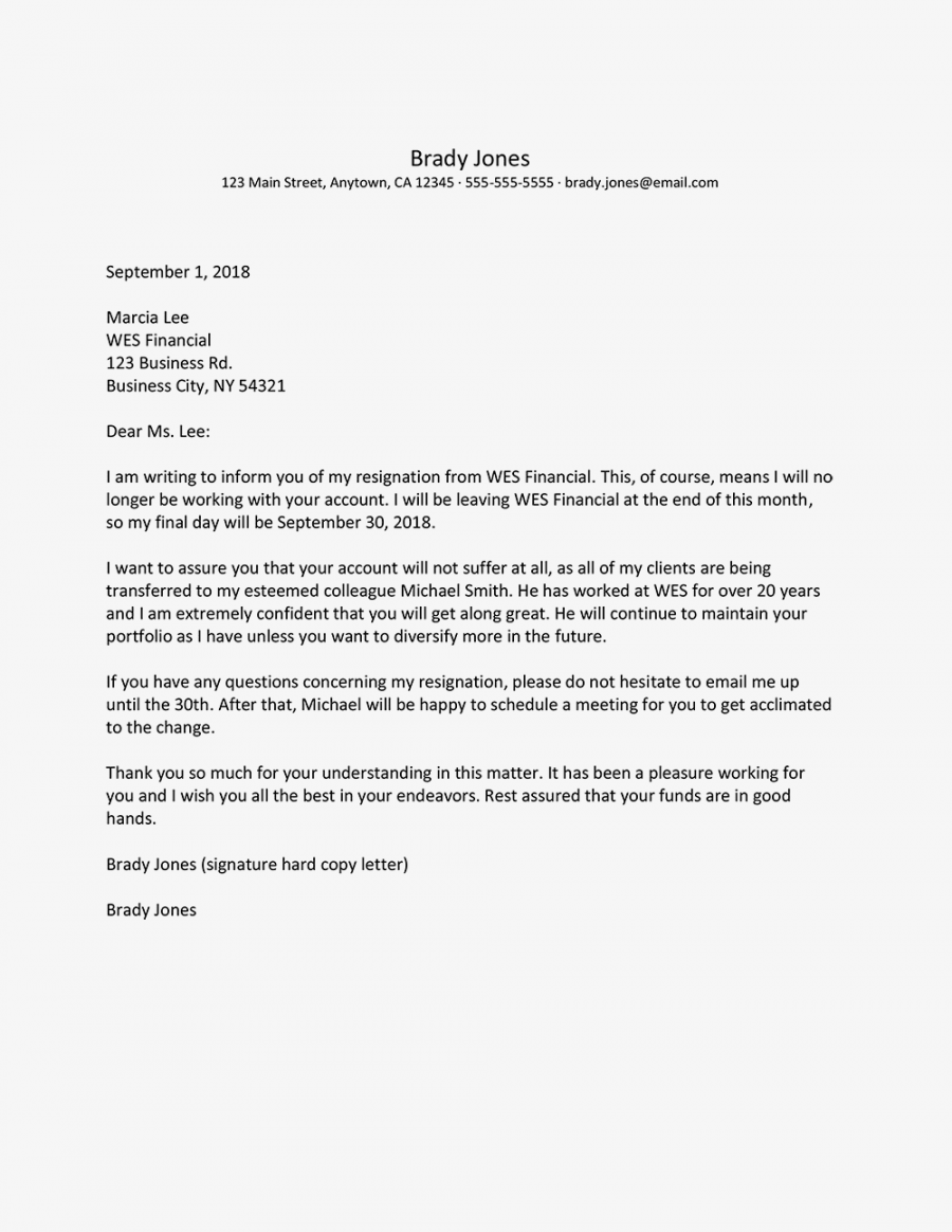 Sample Resignation Letters for Contracts and Clients