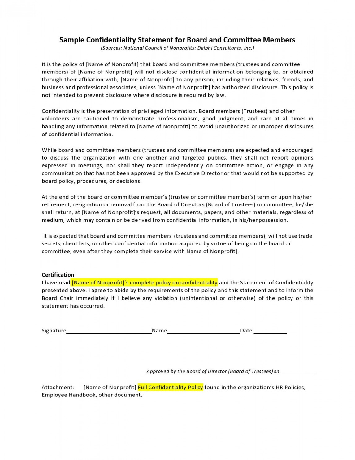 Simple Confidentiality Statement & Agreement Templates