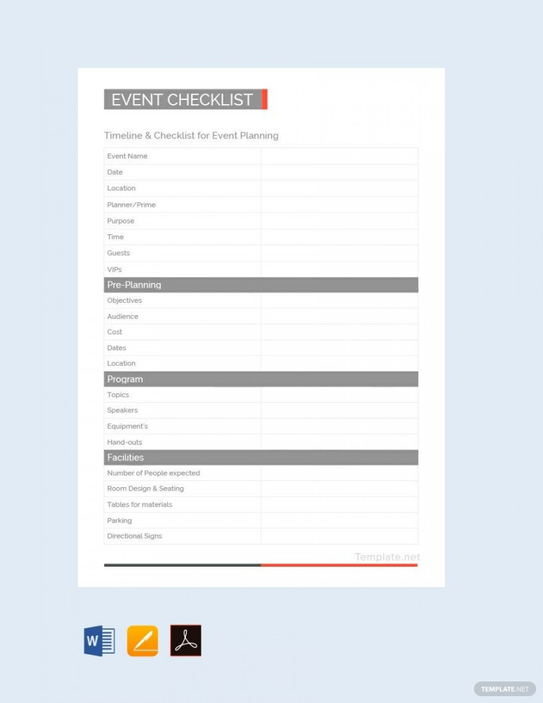 Simple Event Planning Checklist Template - Download in Word