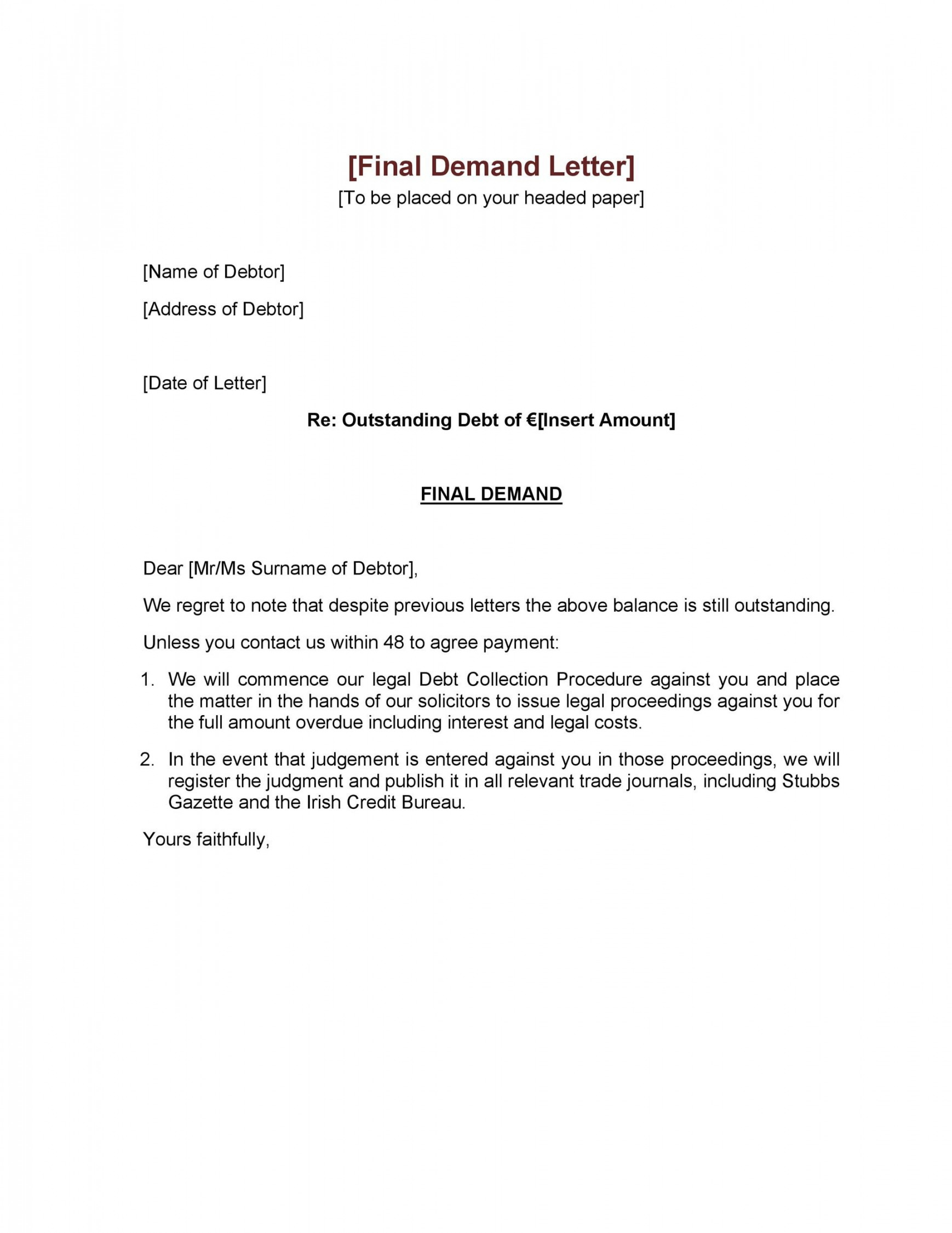 Strong Demand Letter Templates (Free Samples) ᐅ TemplateLab