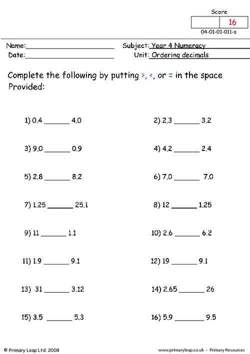 Best 50 Comparing Decimals Worksheets Ideas 33