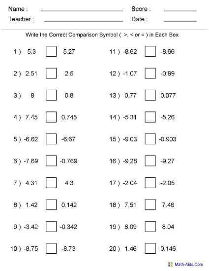 Best 50 Comparing Decimals Worksheets Ideas 34