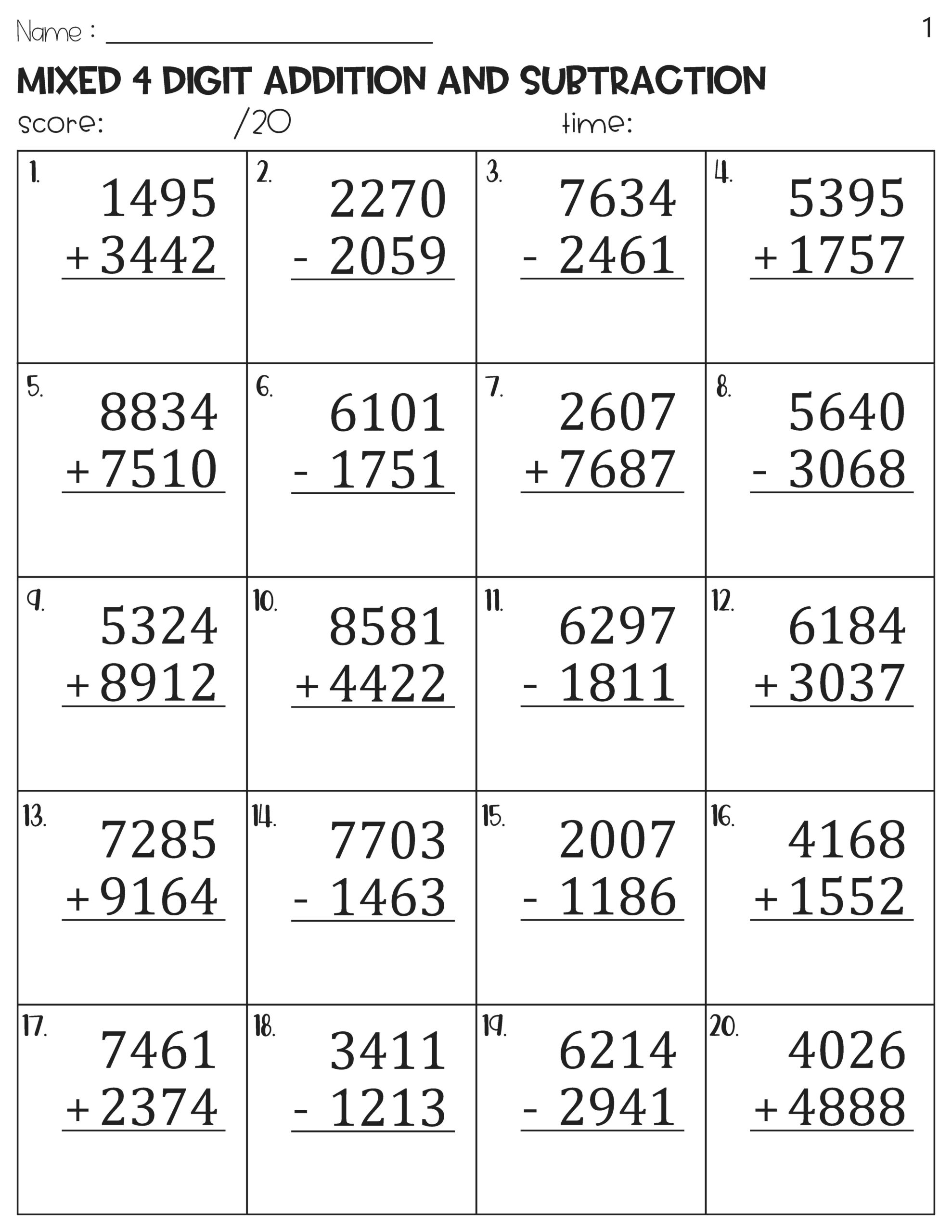 20 6 Digit Addition And Subtraction Worksheets