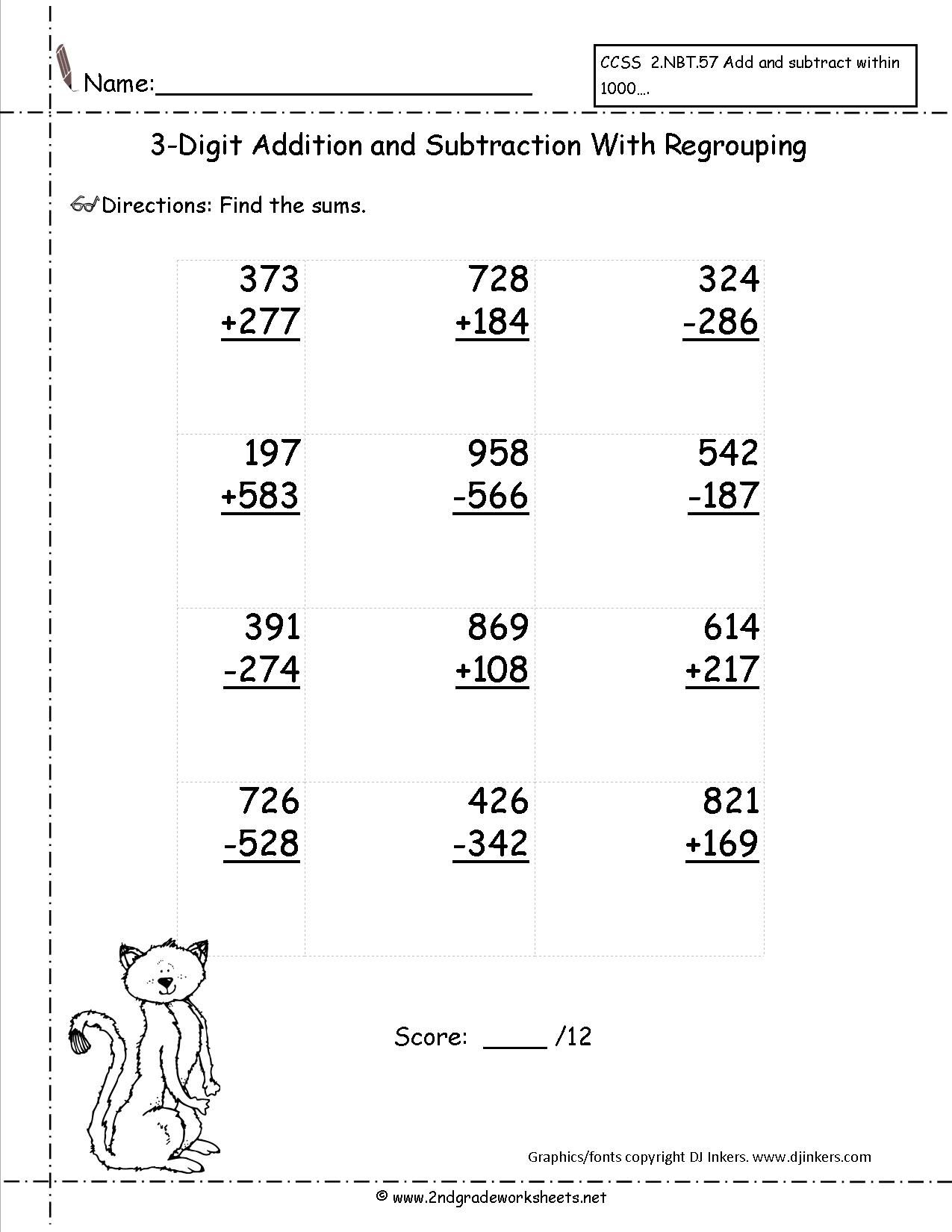 20 Addition Worksheets 3Rd Grade Regrouping