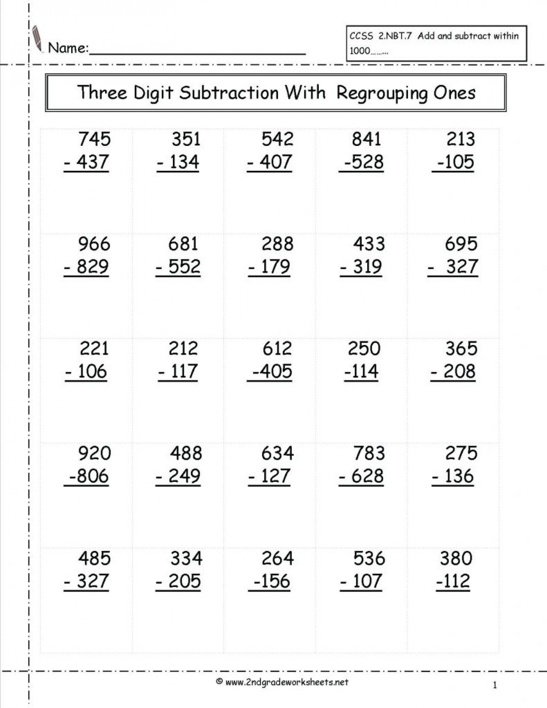 20 Addition Worksheets 3Rd Grade Regrouping